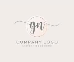logo féminin initial gn. utilisable pour les logos nature, salon, spa, cosmétique et beauté. élément de modèle de conception de logo vectoriel plat.