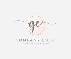 logo féminin ge initial. utilisable pour les logos nature, salon, spa, cosmétique et beauté. élément de modèle de conception de logo vectoriel plat.