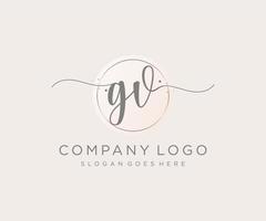 logo féminin gv initial. utilisable pour les logos nature, salon, spa, cosmétique et beauté. élément de modèle de conception de logo vectoriel plat.