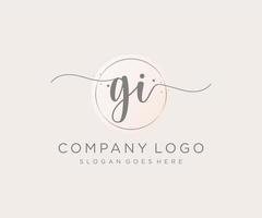 logo féminin gi initial. utilisable pour les logos nature, salon, spa, cosmétique et beauté. élément de modèle de conception de logo vectoriel plat.