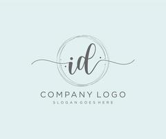 logo féminin id initial. utilisable pour les logos nature, salon, spa, cosmétique et beauté. élément de modèle de conception de logo vectoriel plat.