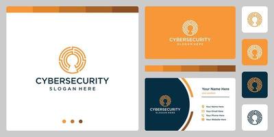 logo simple d'une protection sûre avec système de technologie avancée, vecteur premium de logo linéaire tech verrouillé de sécurité