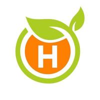 eco logo design lettre h vecteur. modèle de conception d'icône logo feuille eco vecteur