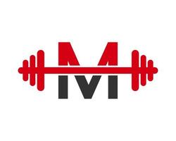 logo de la salle de fitness sur le signe de la lettre m vecteur