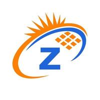 création de logo énergie panneau solaire lettre z vecteur