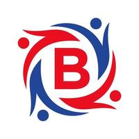 logo de la charité américaine sur le signe de la lettre b. unir l'icône de la fondation du travail d'équipe logo de soins de l'organisation vecteur