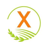 logo de l'agriculture lettre x concept vecteur