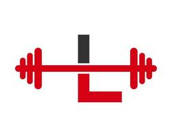 logo de la salle de fitness sur le signe de la lettre l vecteur