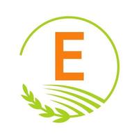 logo de l'agriculture lettre e concept vecteur