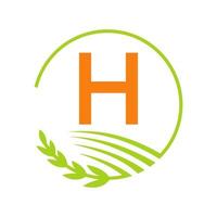 logo de l'agriculture lettre h concept vecteur