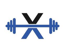 logo de la salle de fitness sur le signe de la lettre x vecteur