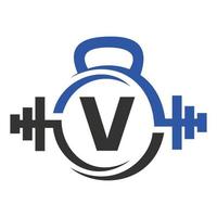 modèle de vecteur de signe de lettre v gym et fitness