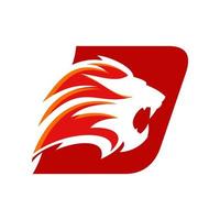 logo tête de lion initiale d vecteur