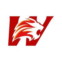 initiale w logo tête de lion vecteur