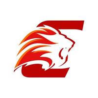 logo tête de lion initial c vecteur