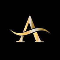 lettre a logo doré luxueux symbole monogramme design vecteur