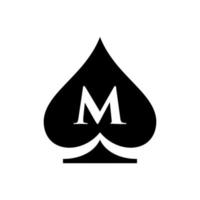 lettre m logo de casino. modèle de logo de poker casino vegas vecteur