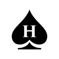 lettre h logo du casino. modèle de logo de poker casino vegas vecteur