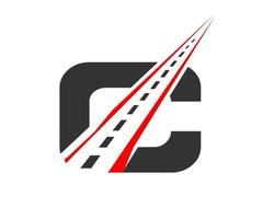 logo de transport avec concept de lettre c. modèle de conception de logo de route vecteur