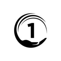 lettre 1 logo de charité. signe de logo de travail d'équipe d'unité vecteur