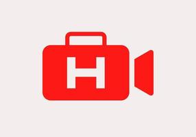 lettre h film caméra vidéo logo design cinéma film et vidéographie signe vecteur