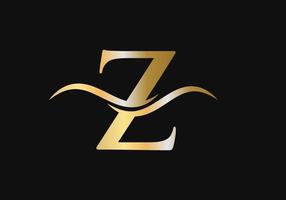 création de logo lettre z avec concept de vague d'eau vecteur