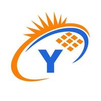 création de logo énergie panneau solaire lettre y vecteur