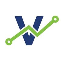 création de logo d'icône de technologie numérique lettre v. entreprise, investissement, logo financier vecteur