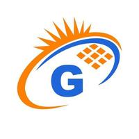 lettre g création de logo d'énergie de panneau solaire vecteur