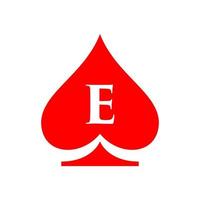 lettre e logo du casino. modèle de logo de poker casino vegas vecteur