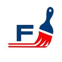 concept de logo de peinture lettre f avec symbole de pinceau vecteur