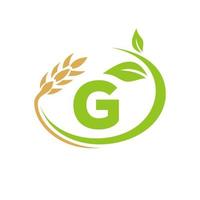 logo de l'agriculture de la lettre g et conception du symbole du logo de l'agriculture vecteur