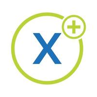 modèle de logo médical lettre x symbole de soins de santé. logo de médecins avec signe de stéthoscope vecteur