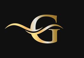 création de logo lettre g avec concept de vague d'eau vecteur