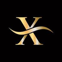 lettre x logo doré luxueux symbole monogramme design vecteur