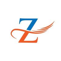 concept de modèle de conception de logo lettre z aile avec concept d'aile de mode vecteur