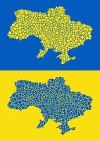 carte de l'ukraine sur fond bleu et jaune. drapeau ukrainien. vecteur