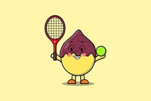 patate douce de dessin animé mignon jouant au tennis vecteur