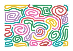 motif coloré. fond de forme de doodle de ligne colorée amusante. couleurs jaune, vert, violet, rose, rouge, bleu. mosaïque. vecteur