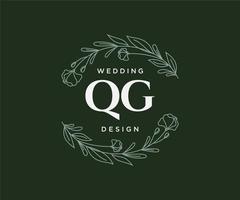 qg initiales lettre mariage monogramme logos collection, modèles minimalistes et floraux modernes dessinés à la main pour cartes d'invitation, réservez la date, identité élégante pour restaurant, boutique, café en image vectorielle vecteur