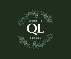 ql initiales lettre mariage monogramme logos collection, modèles minimalistes et floraux modernes dessinés à la main pour cartes d'invitation, réservez la date, identité élégante pour restaurant, boutique, café en image vectorielle vecteur