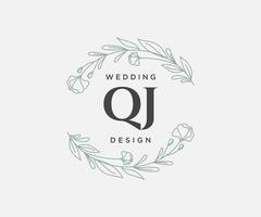 qj initiales lettre mariage monogramme logos collection, modèles minimalistes et floraux modernes dessinés à la main pour cartes d'invitation, réservez la date, identité élégante pour restaurant, boutique, café en image vectorielle vecteur