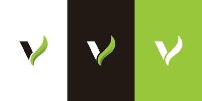 lettre v vert et noir avec logotype de biotechnologie abstraite, concept de vecteur de vie technologique