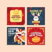 publication de médias sociaux du nouvel an chinois dessinés à la main vecteur
