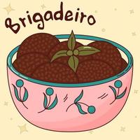 cuisine traditionnelle brésilienne. brigadeiro. illustration vectorielle dans un style dessiné à la main vecteur