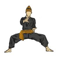 pencak silat fighter illustration vecteur plat