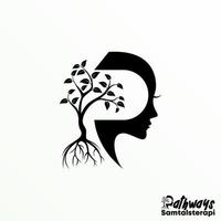 femme côté visage et ligne plante comme lettre p police image graphique icône logo design abstrait concept vecteur stock. peut être utilisé comme symbole lié à la thérapie ou à la nature