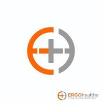 simple lettre ou mot eh ou ef avec plus ou croix en cercle image graphique icône logo design abstrait concept vecteur stock. peut être utilisé comme symbole lié à la santé ou initial
