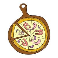 pizza sur une illustration vectorielle de tableau rond. vecteur