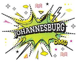 texte comique de johannesburg dans un style pop art isolé sur fond blanc. vecteur